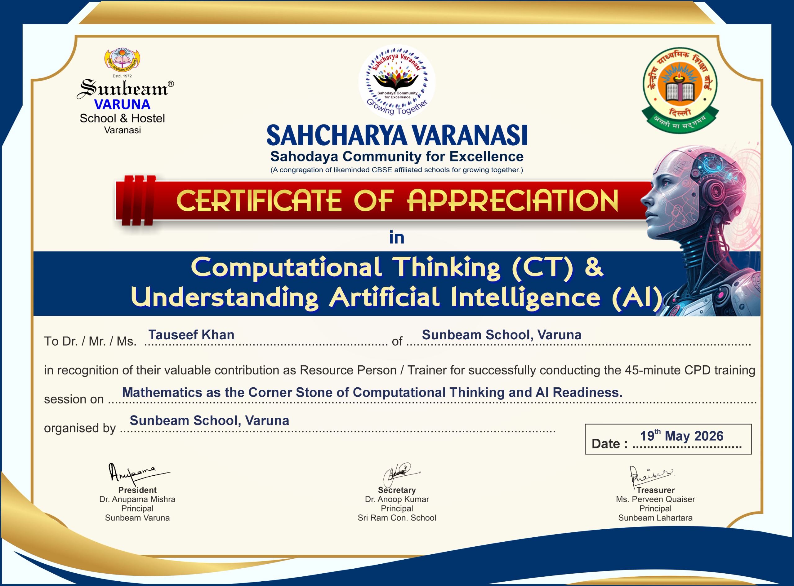 CBSE Computational Thinking & AI Certificate